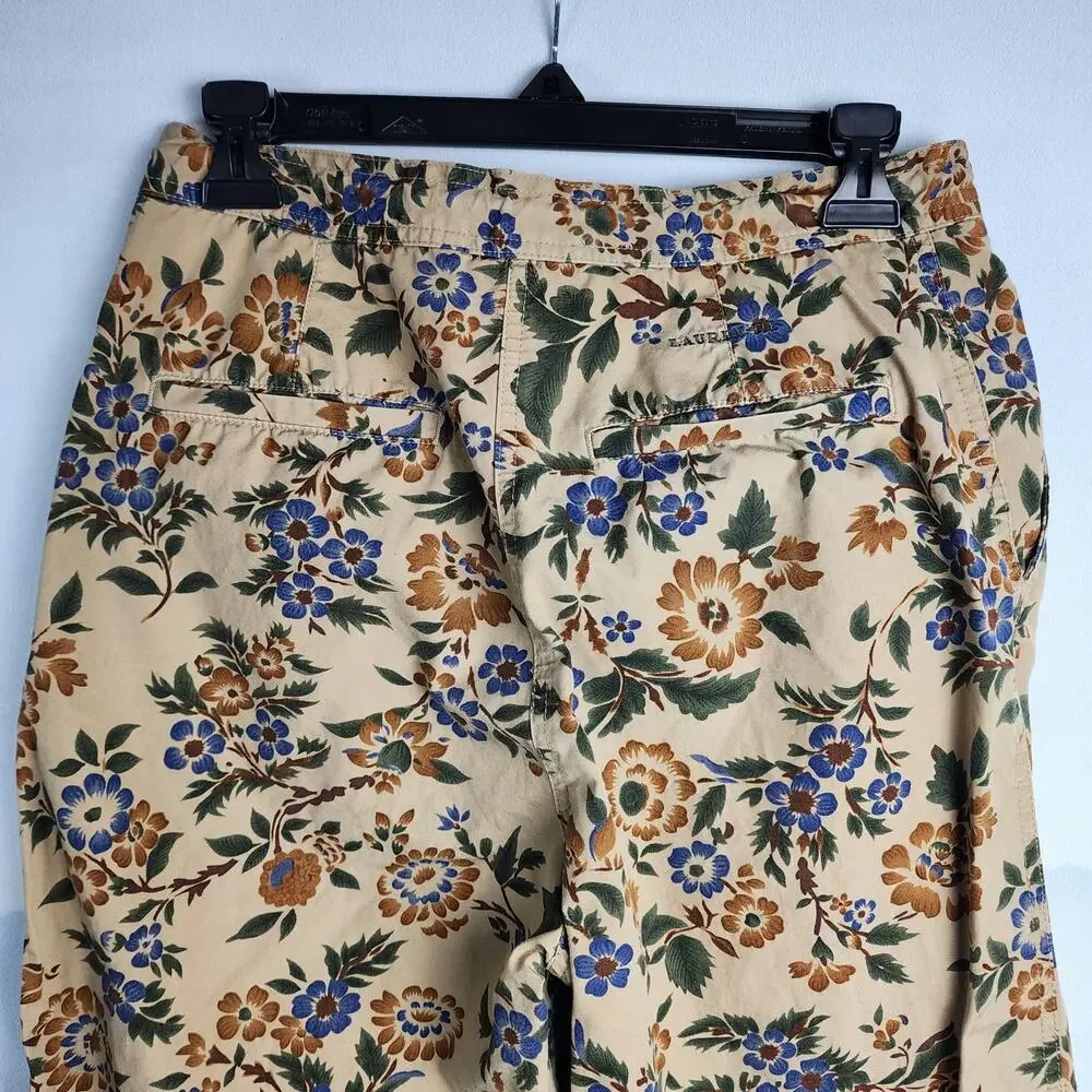 Vintage Lauren Ralph Lauren Floral Print Cropped Capri Pants | Women's 8